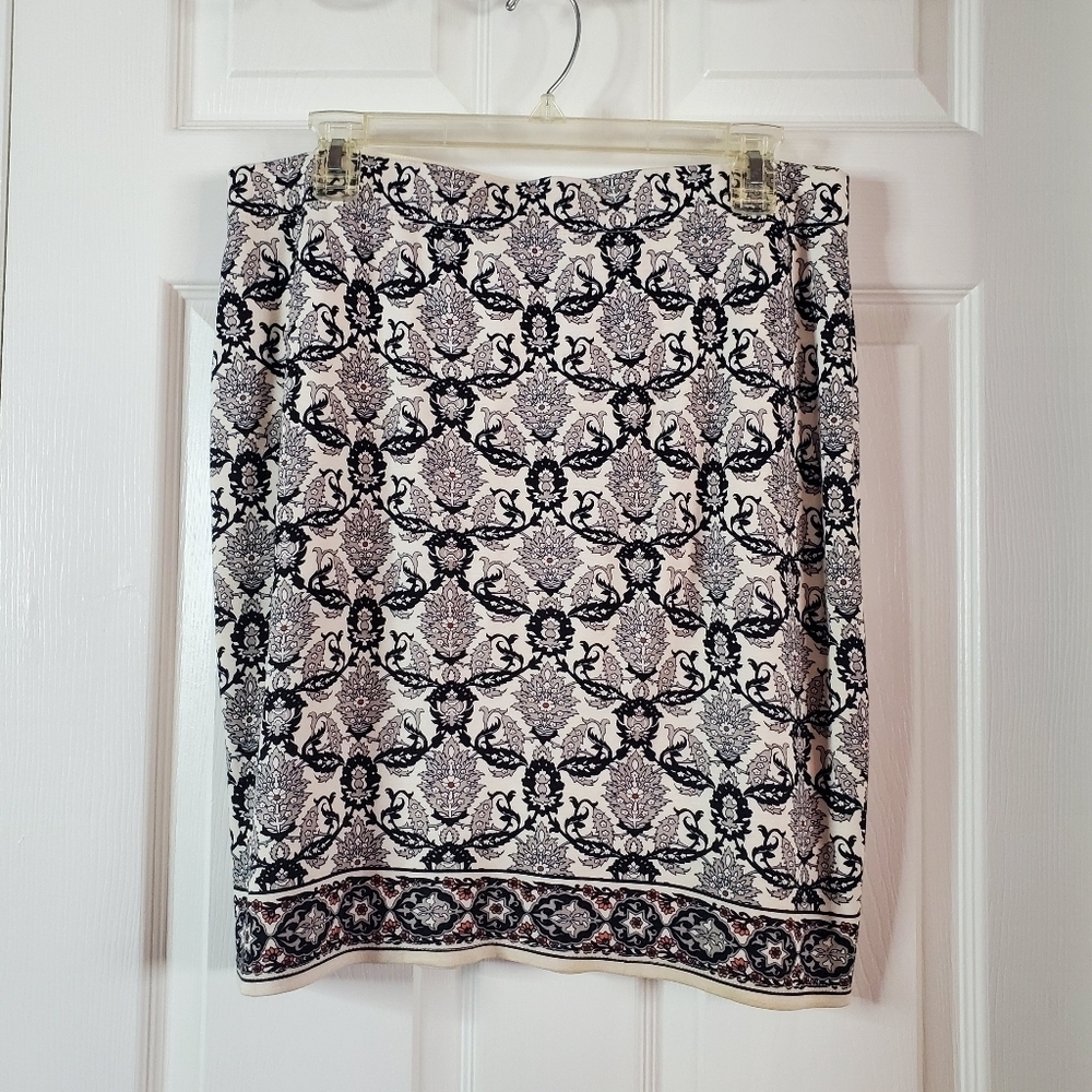 Max Studio Midi Skirt Pencil Straight Floral Pull-on Rayon Size Large